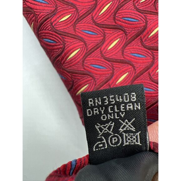 JOS. A. BANK Reserve Men's Silk Necktie‎ ITALY Designer Geometric Red Multicolor - Picture 9 of 9